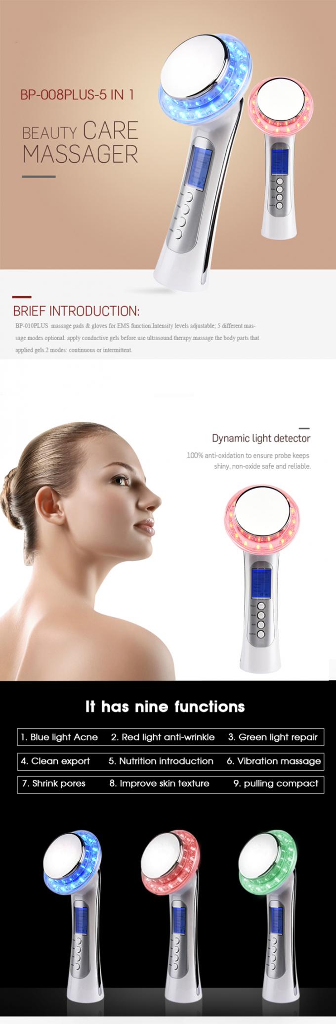 Estimulador ultrasónico de la belleza de la cara del ion del fotón, cara ultrasónica y Massager del cuerpo
